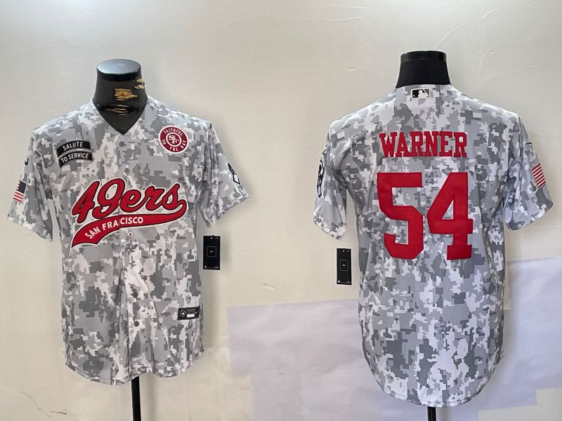 Men San Francisco 49ers #54 Warner Nike Arctic Camo 2024 Salute to Service Limited NFL Jersey style 2
